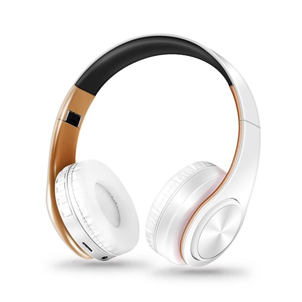 Mega Loja dos Produtos branco/dourado Headset bluetooth sem fio estéreo