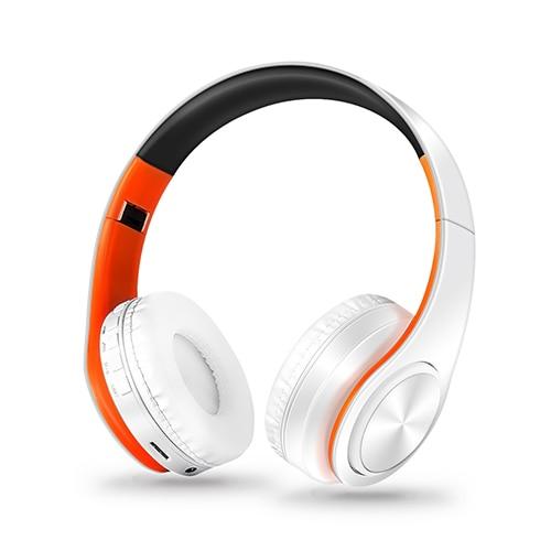 Mega Loja dos Produtos branco/laranja Headset bluetooth sem fio estéreo